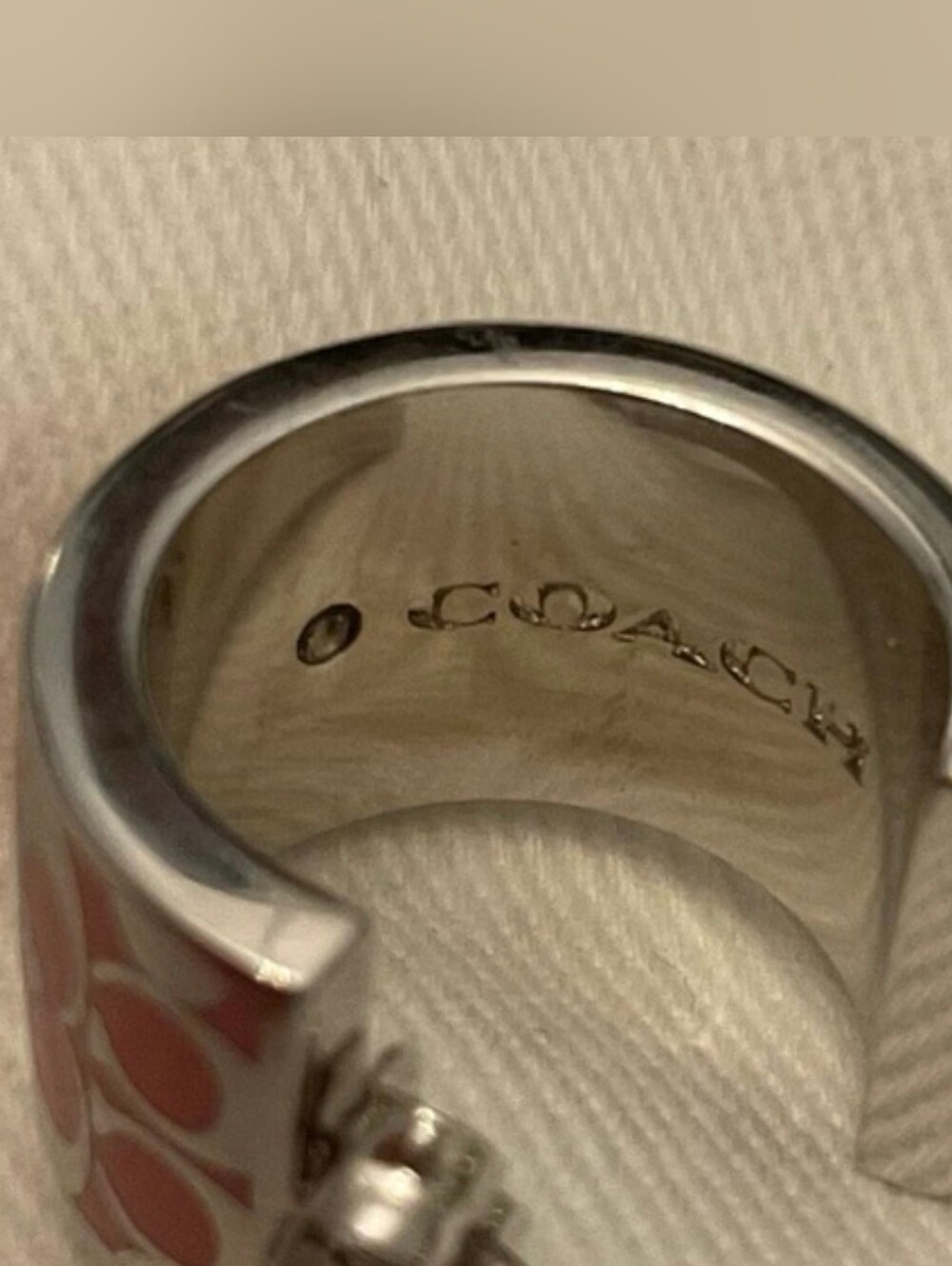 Coach Pink Signature Huggies Earrings - Picture 3 of 3